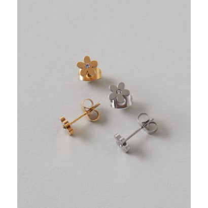 【 金属アレルギー対応 】 フラワービジューピアス サージカルステンレス （ゴールド）｜詳細画像