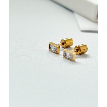 シーテ ciite' 【 金属アレルギー対応 】 レクタングル ミニピアス サージカルステンレス （ゴールド）｜詳細画像