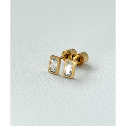 シーテ ciite' 【 金属アレルギー対応 】 レクタングル ミニピアス サージカルステンレス （ゴールド）｜詳細画像