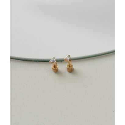 シーテ ciite' 【 金属アレルギー対応 】トライアングル ビジューピアス （ゴールド）｜詳細画像