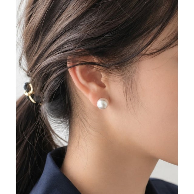 【10mm】 選べるパールピアス （コットンパール / アクリルパール） （ホワイト）