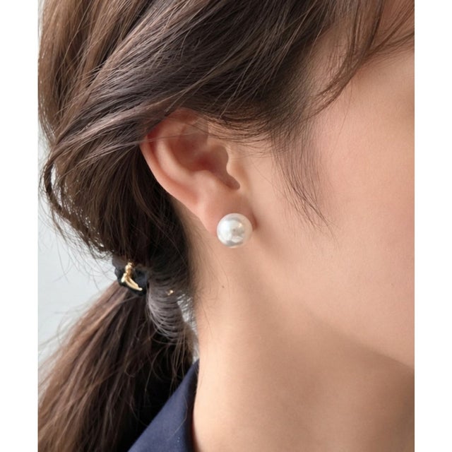 【12mm】 選べるパールピアス （コットンパール / アクリルパール） （ホワイト）