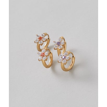 シーテ ciite' 【 金属アレルギー対応 】 フラワービジュー フープピアス （パープル）｜詳細画像