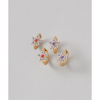シーテ ciite' 【 金属アレルギー対応 】 フラワービジュー フープピアス （パープル）｜詳細画像