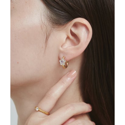 シーテ ciite' 【 金属アレルギー対応 】 フラワービジュー フープピアス （パープル）｜詳細画像