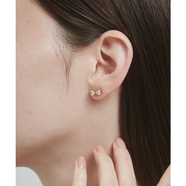 【 金属アレルギー対応 】 ビジューリボンピアス サージカルステンレス （クリア）