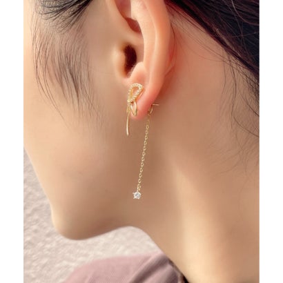 フラワーチェーン ドロップバックキャッチ ピアス （ゴールド）｜詳細画像