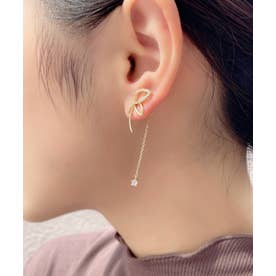 フラワーチェーン ドロップバックキャッチ ピアス （ゴールド）