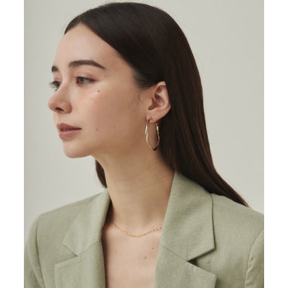 【 金属アレルギー対応 】大ぶり ねじれフープピアス サージカルステンレス （ゴールド）｜詳細画像