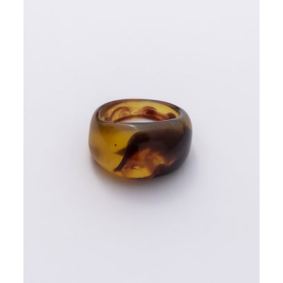 【金属アレルギー対応】ボリュームクリアデザインリング （オレンジ）｜詳細画像