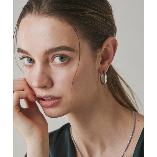 【 金属アレルギー対応 】 シンプルリングフープピアス （シルバー）
