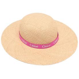 帽子 ラフィアハット ロゴ ブラウン ピンク キッズ CHLOE C20050 S01 （PINK  WHITE）