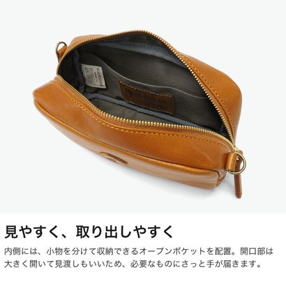 ショルダーバッグ レディース ブランド バッグ 斜めがけ 小さめ 本革 牛革 軽量 軽い レザー ミニ コンパクト スクエア ショルダー ポーチ NOS MINI SQUARE SH CL-4045 （CAMEL）｜詳細画像