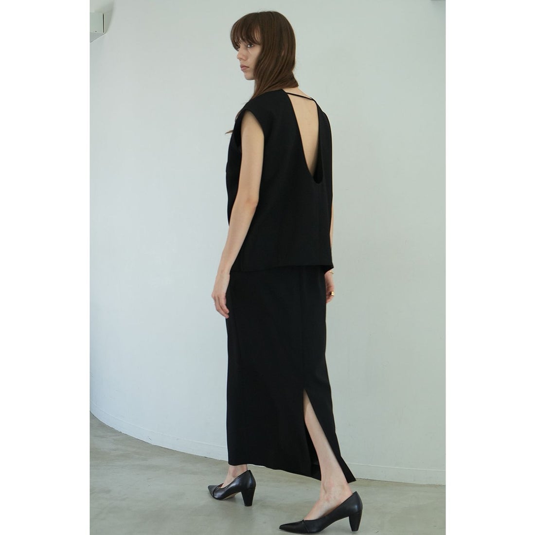 クラネ CLANE LAYERED BACK OPEN ONEPIECE （BLACK） - ファッション 