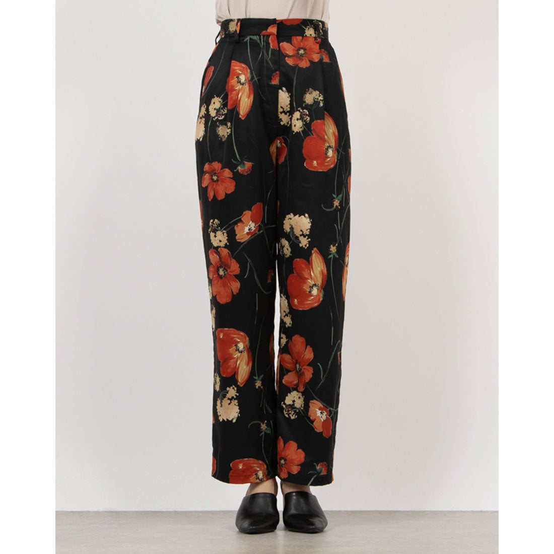 クラネ CLANE MULTICOLORED FLOWER WIDE PANTS （RED） - ファッション