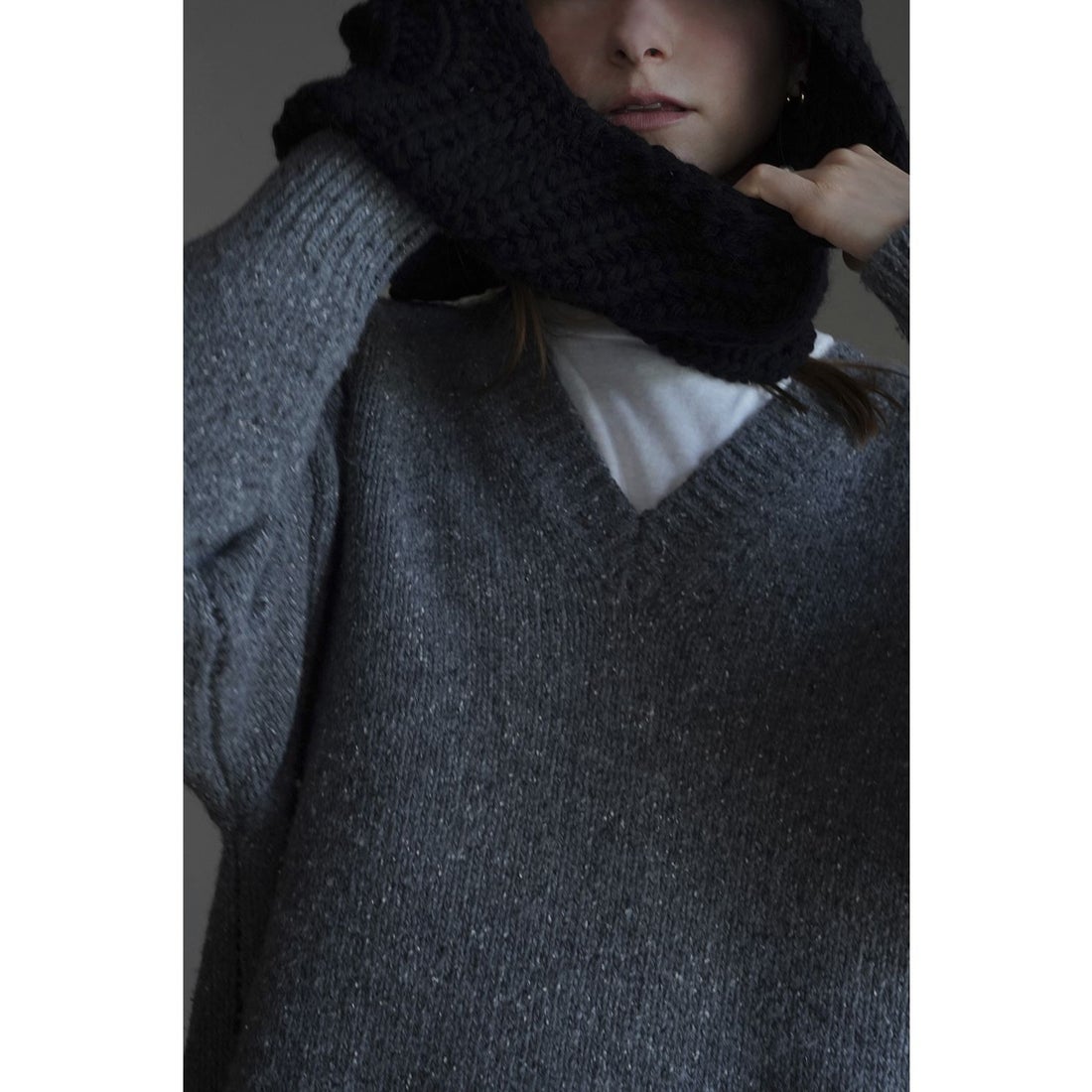 クラネ CLANE OVER V NECK KNIT TOPS （ORANGE） - ファッション通販