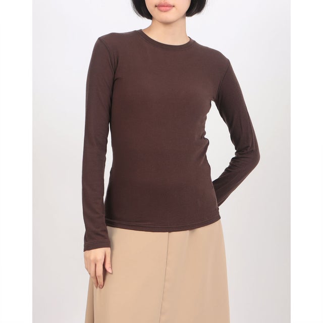 COMFORTABLE CREW NECK TOPS （BROWN）