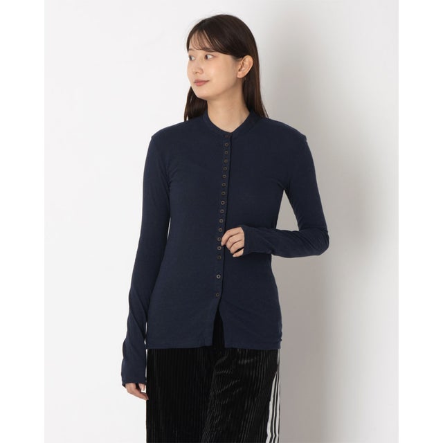 BUTTON DETAIL CUT TOPS （NAVY）
