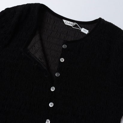 クラネ CLANE SHIRRING BUTTON TOPS （BLACK）｜詳細画像