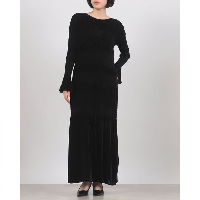 SHIRRING LONG ONEPIECE （BLACK）