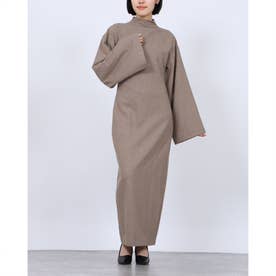 KIMONO SLEEVE STRAIGHT WOOL ONEPIECE （BEIGE）