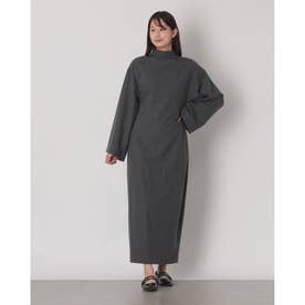 KIMONO SLEEVE STRAIGHT WOOL ONEPIECE （GRAY）