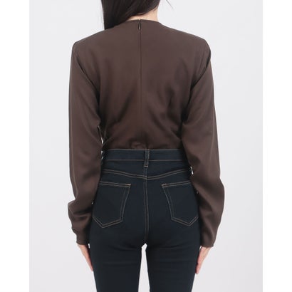 V NECK POWER SHOULDER BODYSUIT （BROWN）｜詳細画像