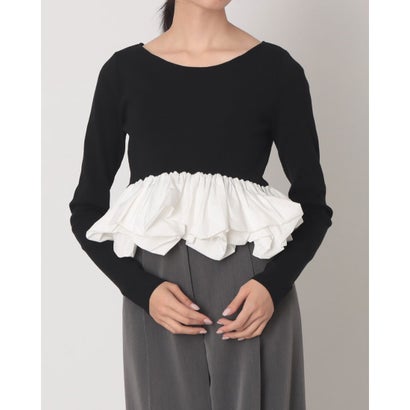 W BALLOON SHORT KNIT TOPS （BLACK）｜詳細画像