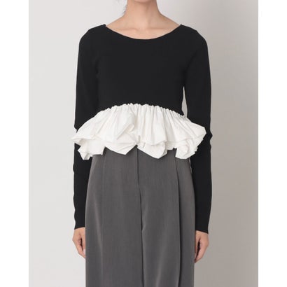 W BALLOON SHORT KNIT TOPS （BLACK）｜詳細画像