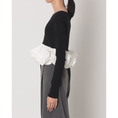 W BALLOON SHORT KNIT TOPS （BLACK）｜詳細画像