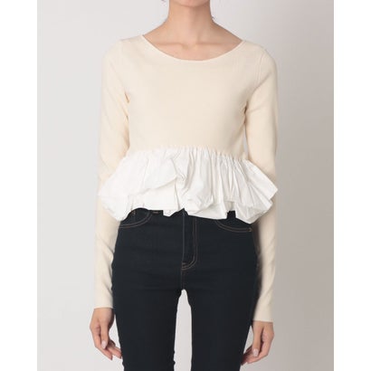 W BALLOON SHORT KNIT TOPS （IVORY）｜詳細画像