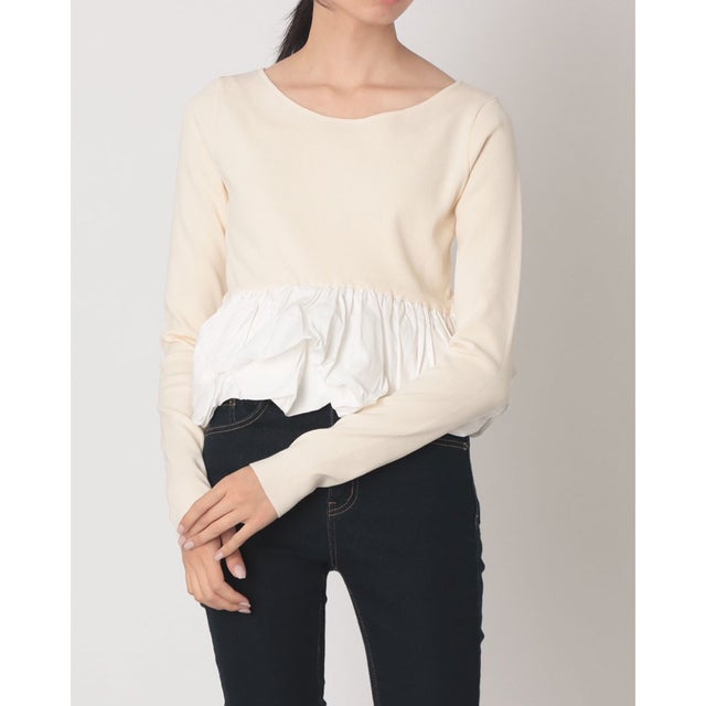 W BALLOON SHORT KNIT TOPS （IVORY）