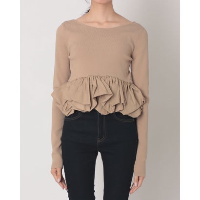 W BALLOON SHORT KNIT TOPS （BEIGE）｜詳細画像