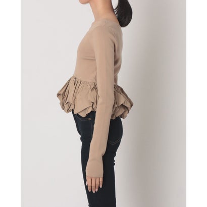W BALLOON SHORT KNIT TOPS （BEIGE）｜詳細画像