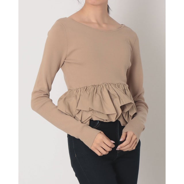 W BALLOON SHORT KNIT TOPS （BEIGE）