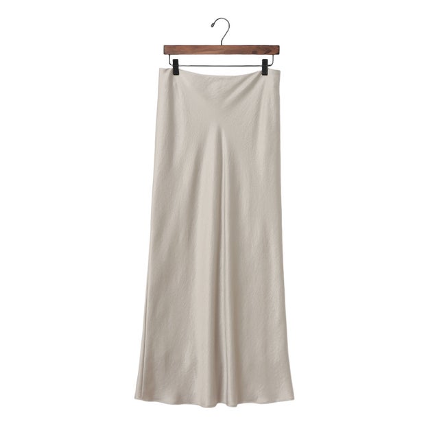 SATIN STRAIGHT MAXI SKIRT （IVORY）