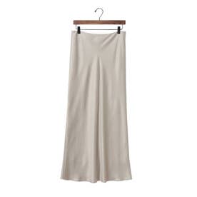 SATIN STRAIGHT MAXI SKIRT （IVORY）