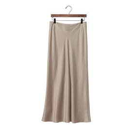SATIN STRAIGHT MAXI SKIRT （BEIGE）