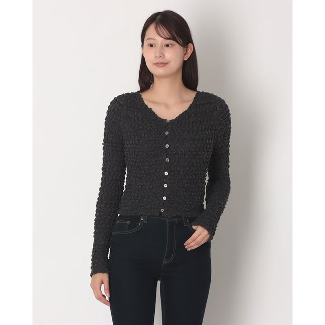SOFT SHIRRING CARDIGAN （GRAY）