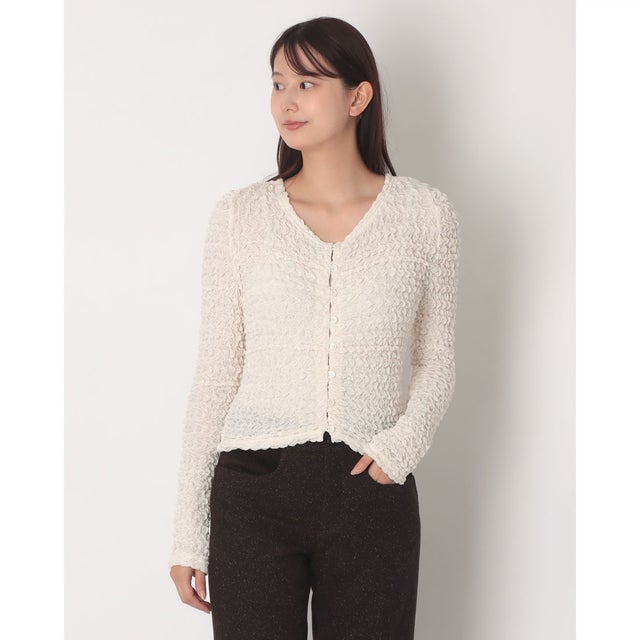SOFT SHIRRING CARDIGAN （WHITE）