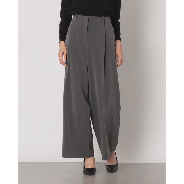 MARBELT TUCKED LOOSE SLACKS （GRAY）