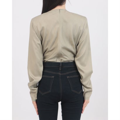 クラネ CLANE V NECK POWER SHOULDER BODYSUIT （MOSS GREEN）｜詳細画像