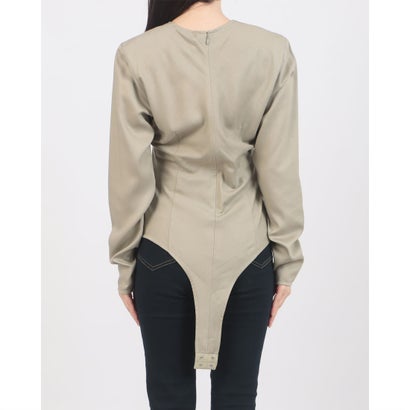 クラネ CLANE V NECK POWER SHOULDER BODYSUIT （MOSS GREEN）｜詳細画像