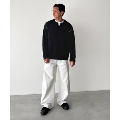 choice_cnl / SEIRTAND キーネックステッチニット （チャコールグレー）｜詳細画像