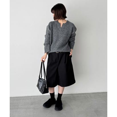 choice_cnl / SEIRTAND キーネックステッチニット （チャコールグレー）｜詳細画像