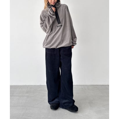 キャナルジーン CANAL JEAN SUPERTHANKS ベロアハーフジッププルオーバー （BLK×GRY）｜詳細画像