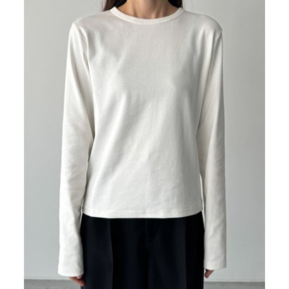 El mar(エルマール) コットンストレッチロングTシャツ （ブラック）｜詳細画像