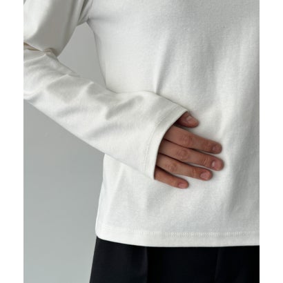 El mar(エルマール) コットンストレッチロングTシャツ （ブラック）｜詳細画像