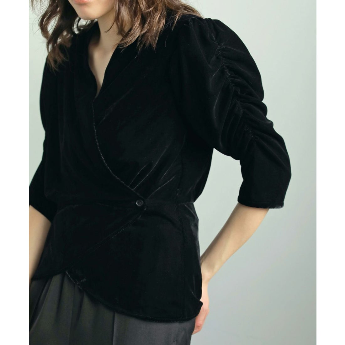 キャナルジーン CANAL JEAN anuke Velour Gather Blouse ベロア