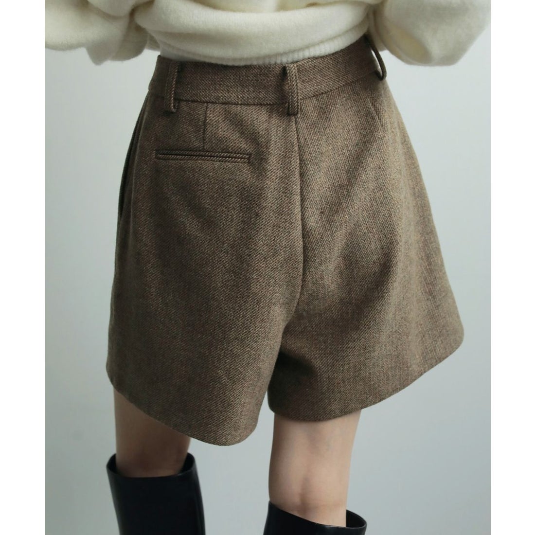 anuke Herringbone Short Pants ブラウン 36 キャナルジーン CANAL JEAN anuke Herringbone Short Pants